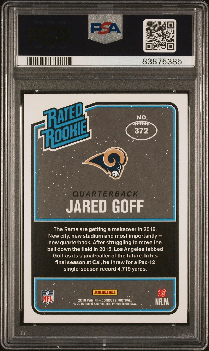 2016 Panini Donruss 372 Jared Goff PSA 10