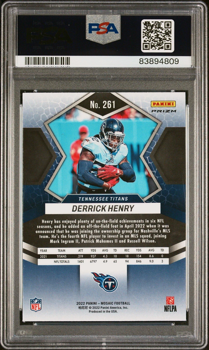 2022 Panini Mosaic 261 Derrick Henry Red Sparkle PSA 10