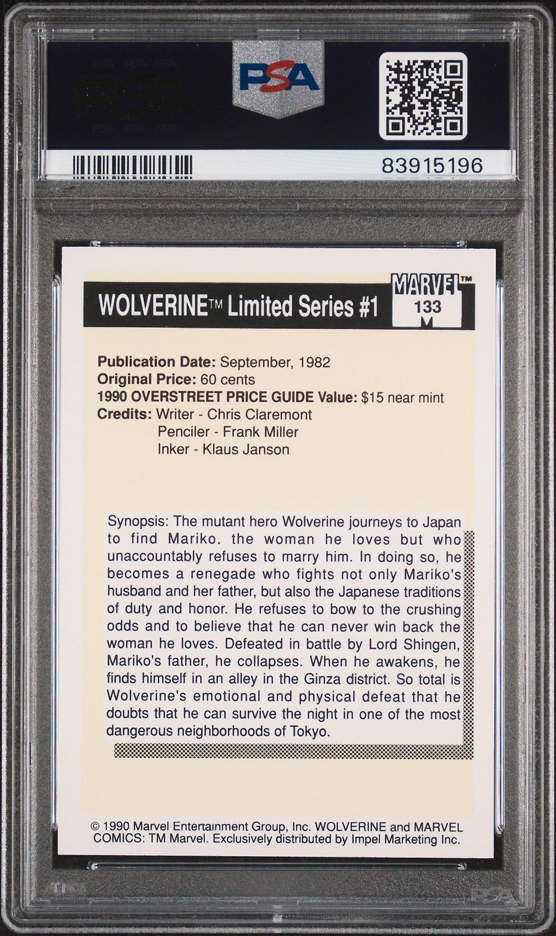 1990 Marvel Universe 133 Wolverine PSA 10
