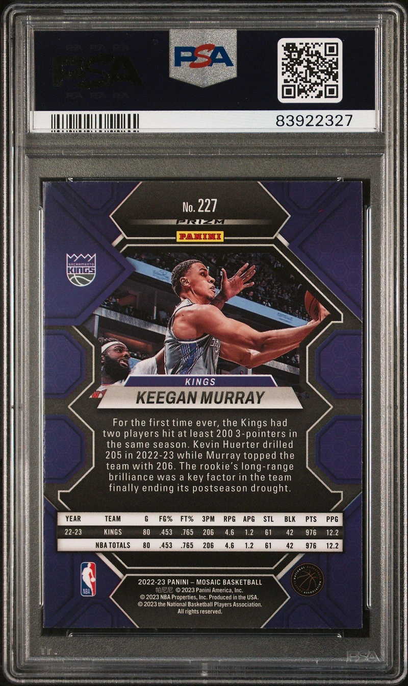 2022 Panini Mosaic 227 Keegan Murray Silver PSA 9