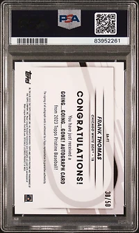 2023 Topps Pristine Going, Going, Gone! Autograph Gaft Frank Thomas Gold PSA 10