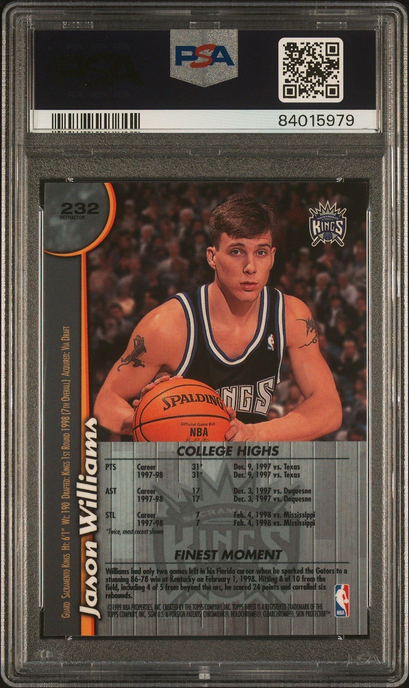 1998 Finest 232 Jason Williams Refractor PSA 9
