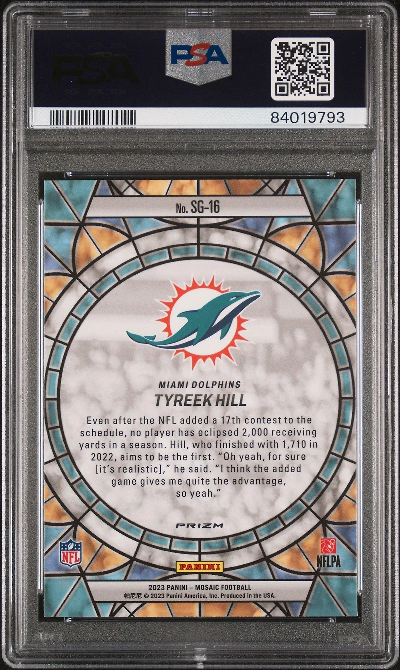 2023 Panini Mosaic Stained Glass Sg16 Tyreek Hill PSA
