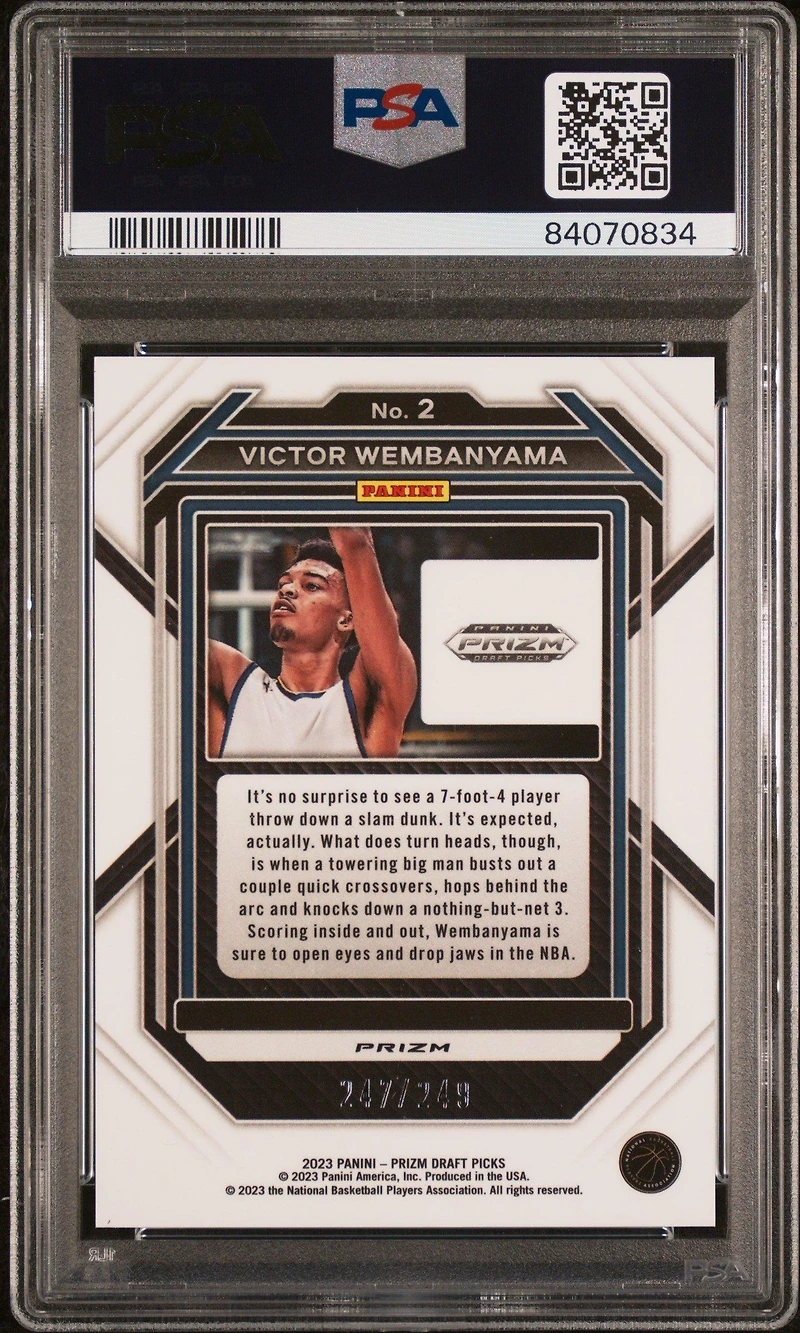 2023 Panini Prizm Draft Picks 2 Victor Wembanyama Blue Wave PSA 10