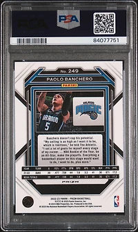 2022 Panini Prizm 249 Paolo Banchero Fast Break PSA 10
