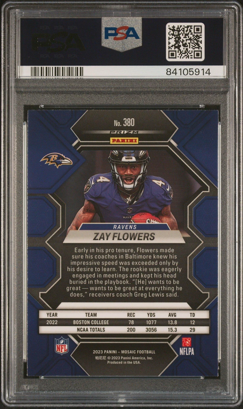 2023 Panini Mosaic 380 Zay Flowers Red PSA 10