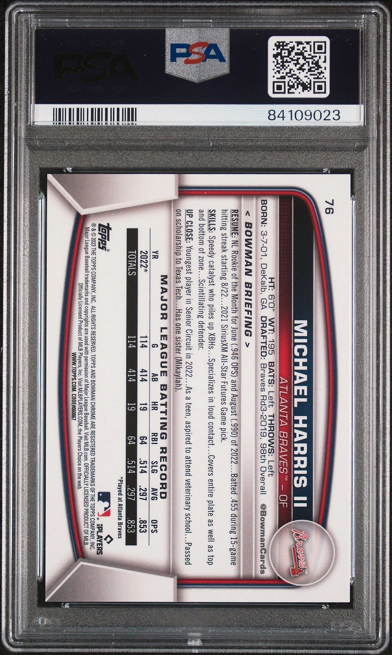 2023 Bowman Mega Box Chrome 76 Michael Harris Ii PSA 9