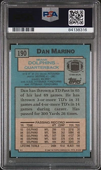 1988 Topps 190 Dan Marino PSA