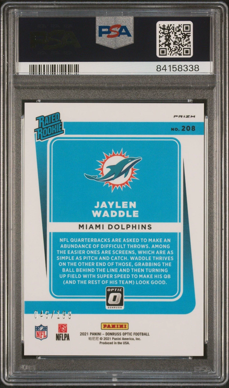 2021 Panini Donruss Optic 208 Jaylen Waddle Orange PSA 10