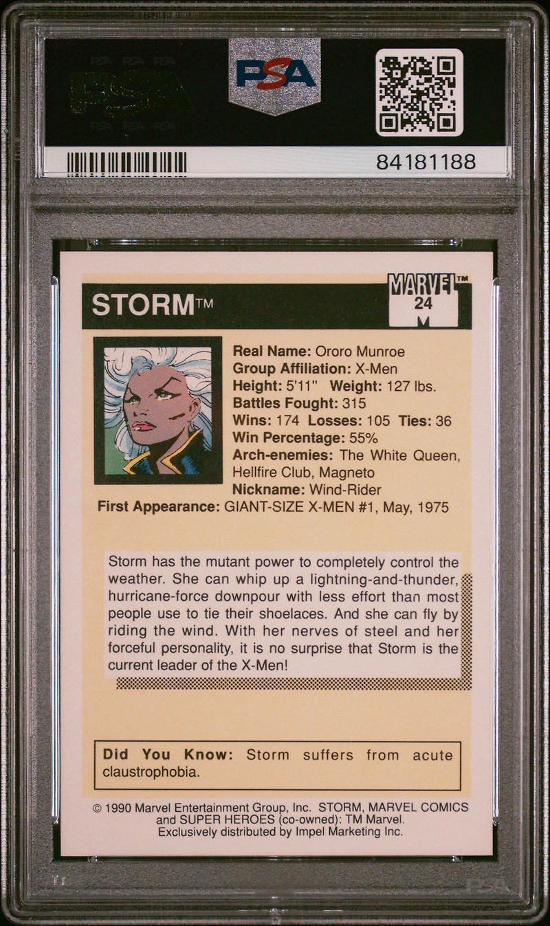 1990 Marvel Universe 24 Storm PSA 10