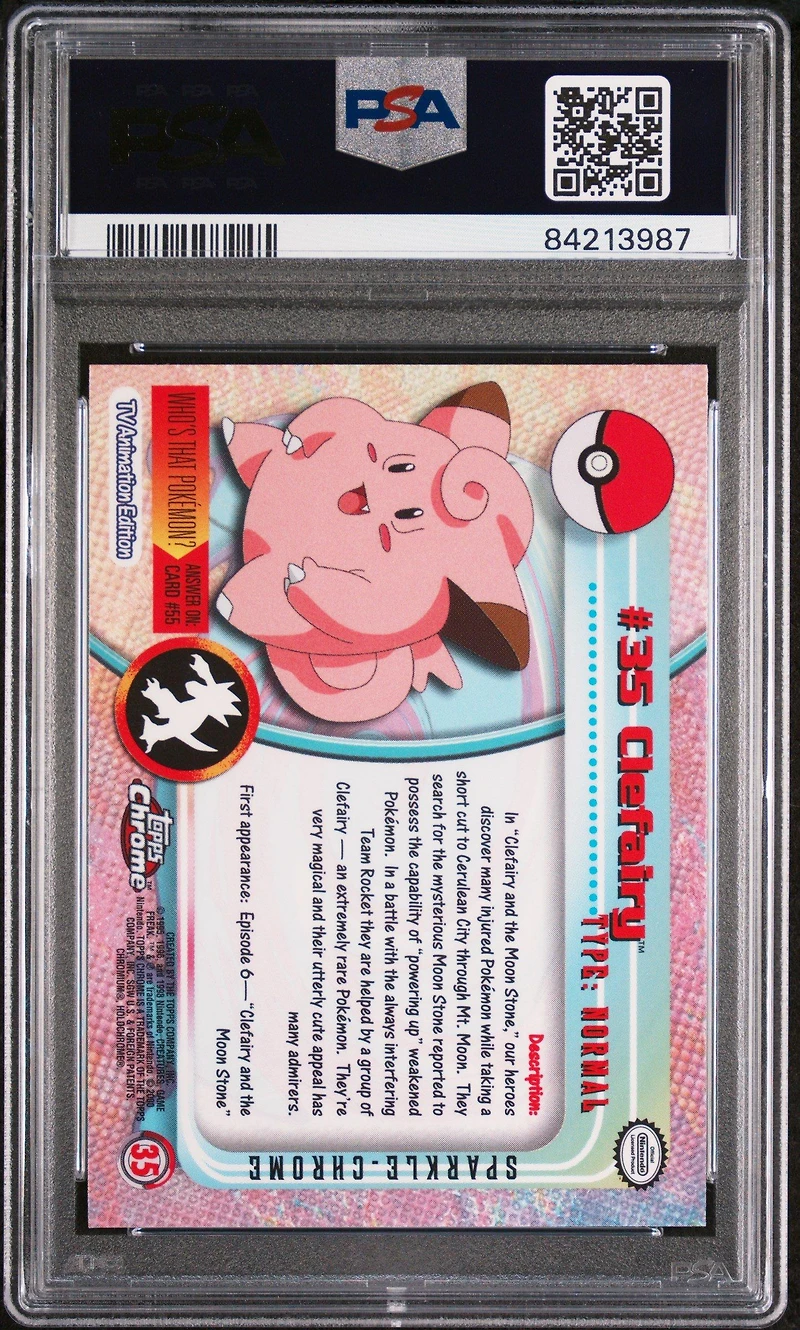 2000 Topps Chrome Pokemon T.v. 35 Clefairy Sparkle PSA 9