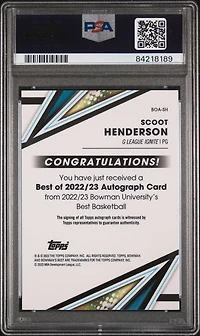 2022 Bowman University Best Best Of 2022 Autograph Boash Scoot Henderson PSA 10