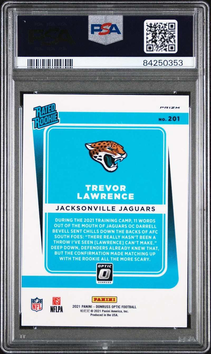 2021 Panini Donruss Optic 201 Trevor Lawrence Holo Variation PSA 9