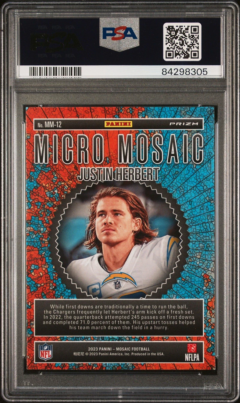 2023 Panini Mosaic Micro Mosaic Mm12 Justin Herbert PSA 9
