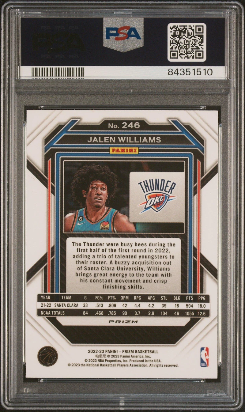2022 Panini Prizm 246 Jalen Williams Red Ice PSA
