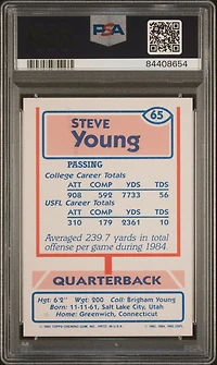 1985 Topps Usfl 65 Steve Young PSA 8