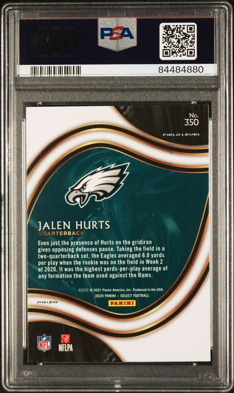 2020 Panini Select 350 Jalen Hurts Silver Prizm PSA 10