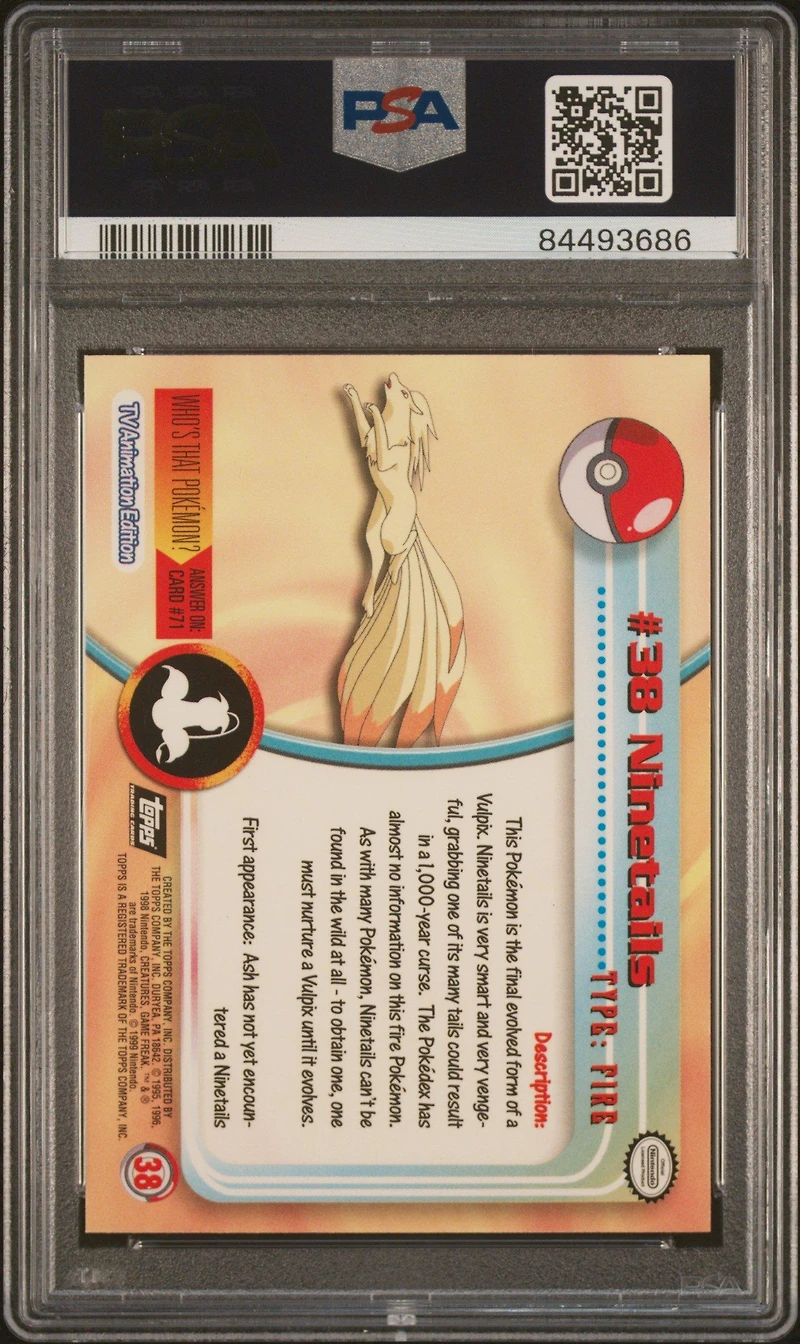 1999 Topps Pokemon Tv 38 Ninetails PSA 10