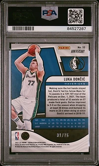 2021 Panini Revolution 33 Luka Doncic Nba 75th Anniversary PSA 10