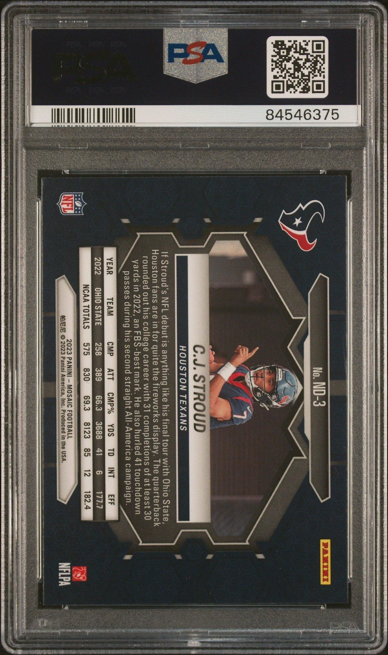 2023 Panini Mosaic Nfl Debut Nd3 Cj Stroud PSA