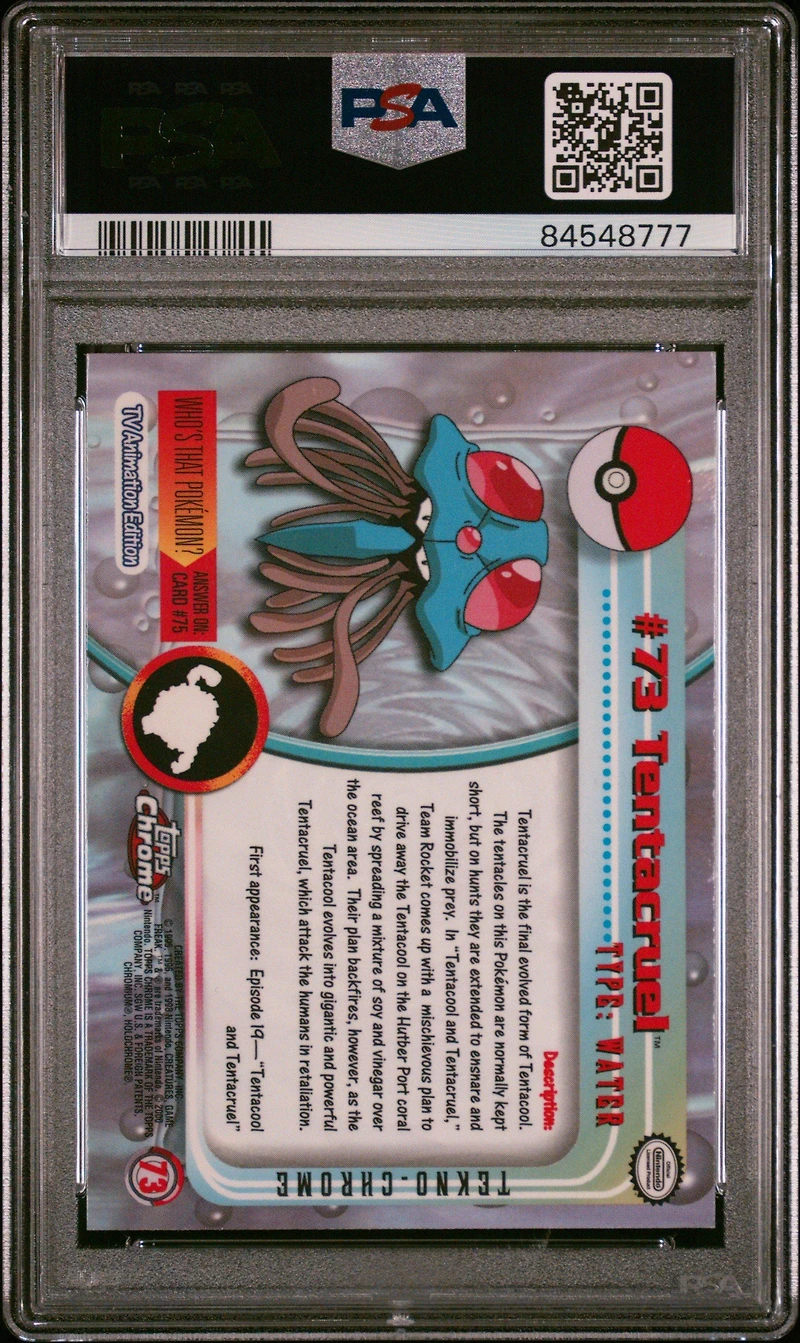 2000 Topps Chrome Pokemon T.v. 73 Tentacruel Tekno PSA 8