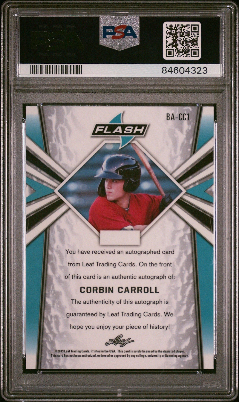 2019 Leaf Flash Autographs Bacc1 Corbin Carroll PSA 10
