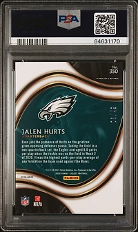 2020 Panini Select 350 Jalen Hurts Blue Prizm PSA 9