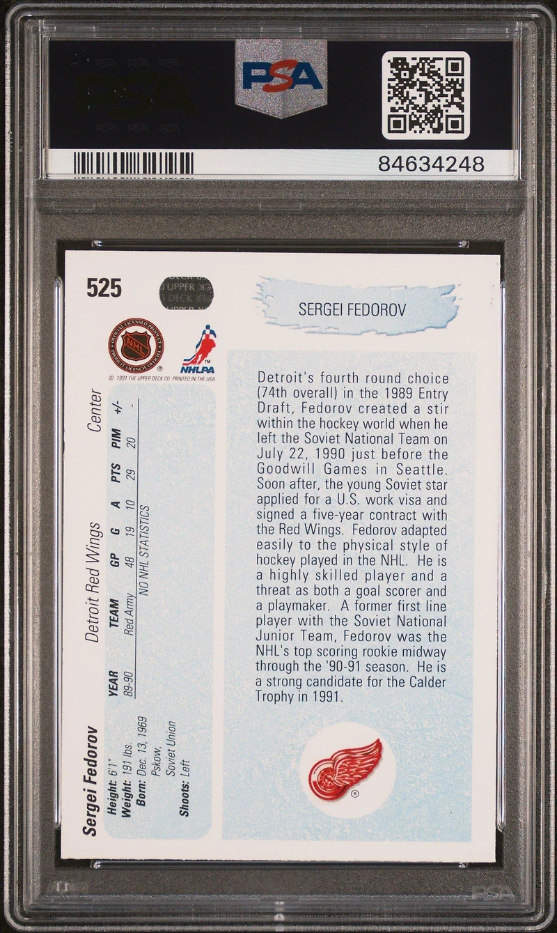 1990 Upper Deck 525 Sergei Fedorov PSA 10