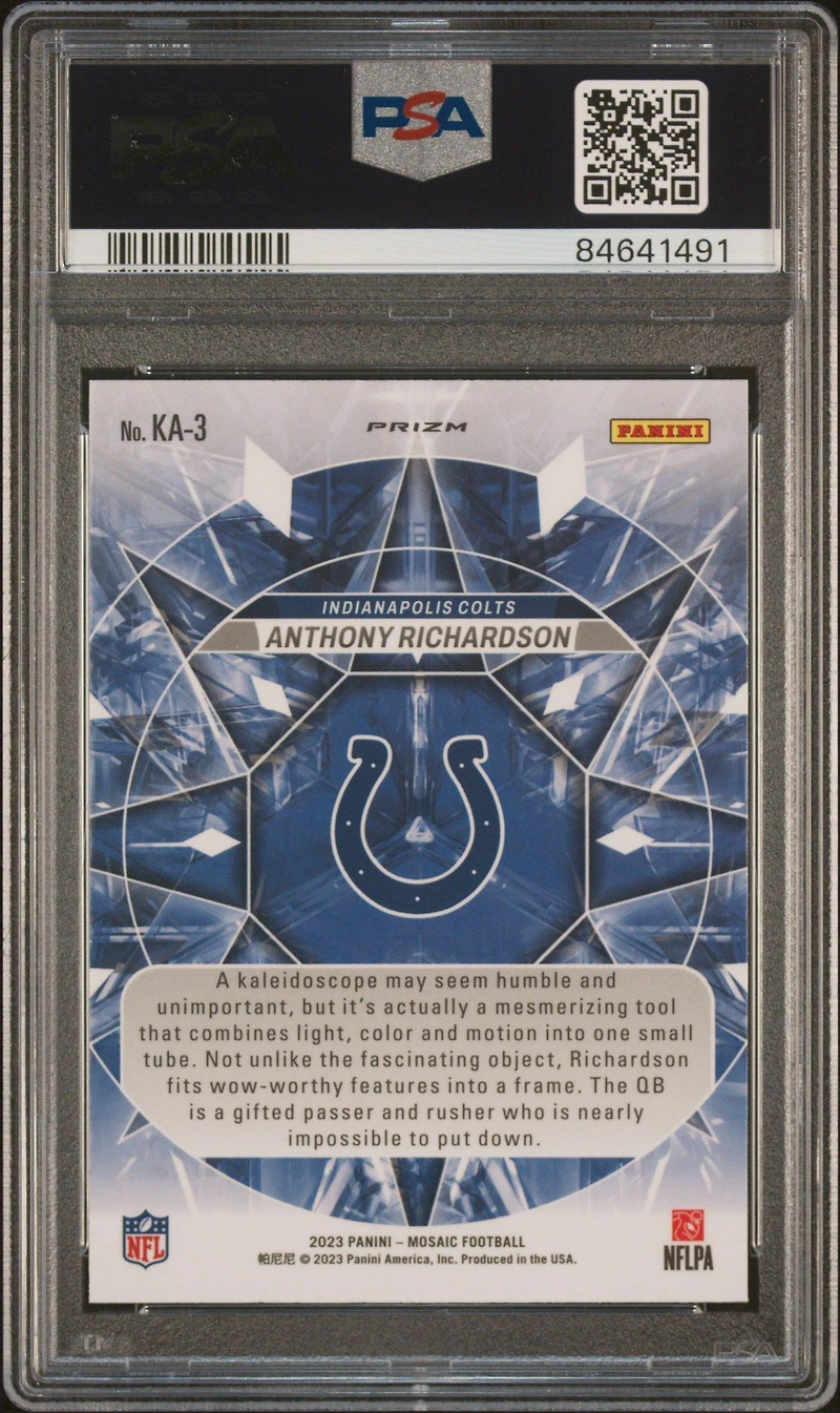 2023 Panini Mosaic Kaleidoscopic Ka3 Anthony Richardson PSA 10