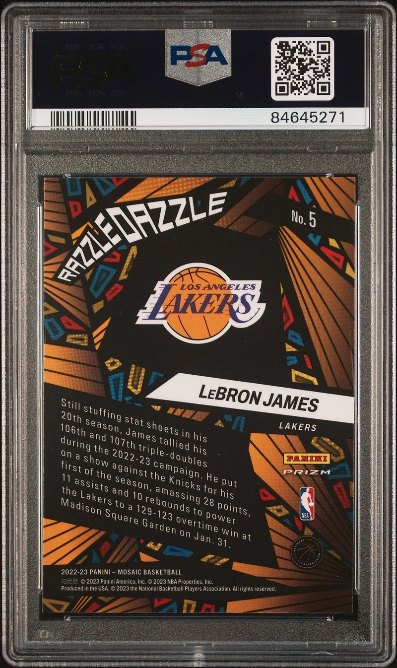 2022 Panini Mosaic Razzle Dazzle 5 Lebron James PSA