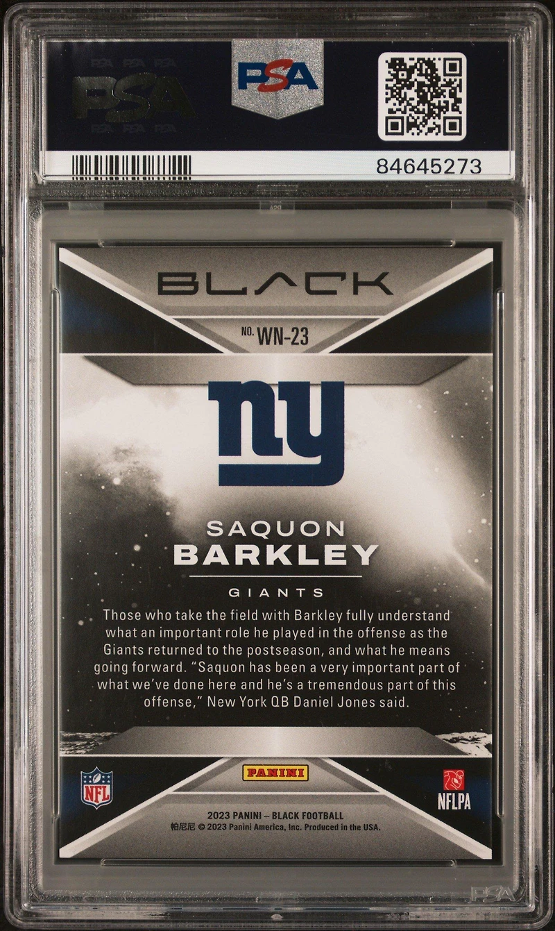 2023 Panini Black White Night Wn23 Saquon Barkley PSA 9