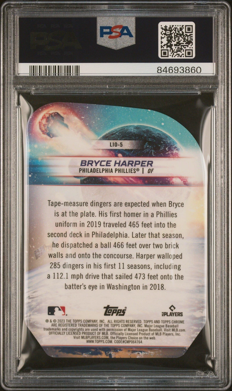 2023 Topps Cosmic Chrome Launched Into Orbit 5 Bryce Harper PSA 10