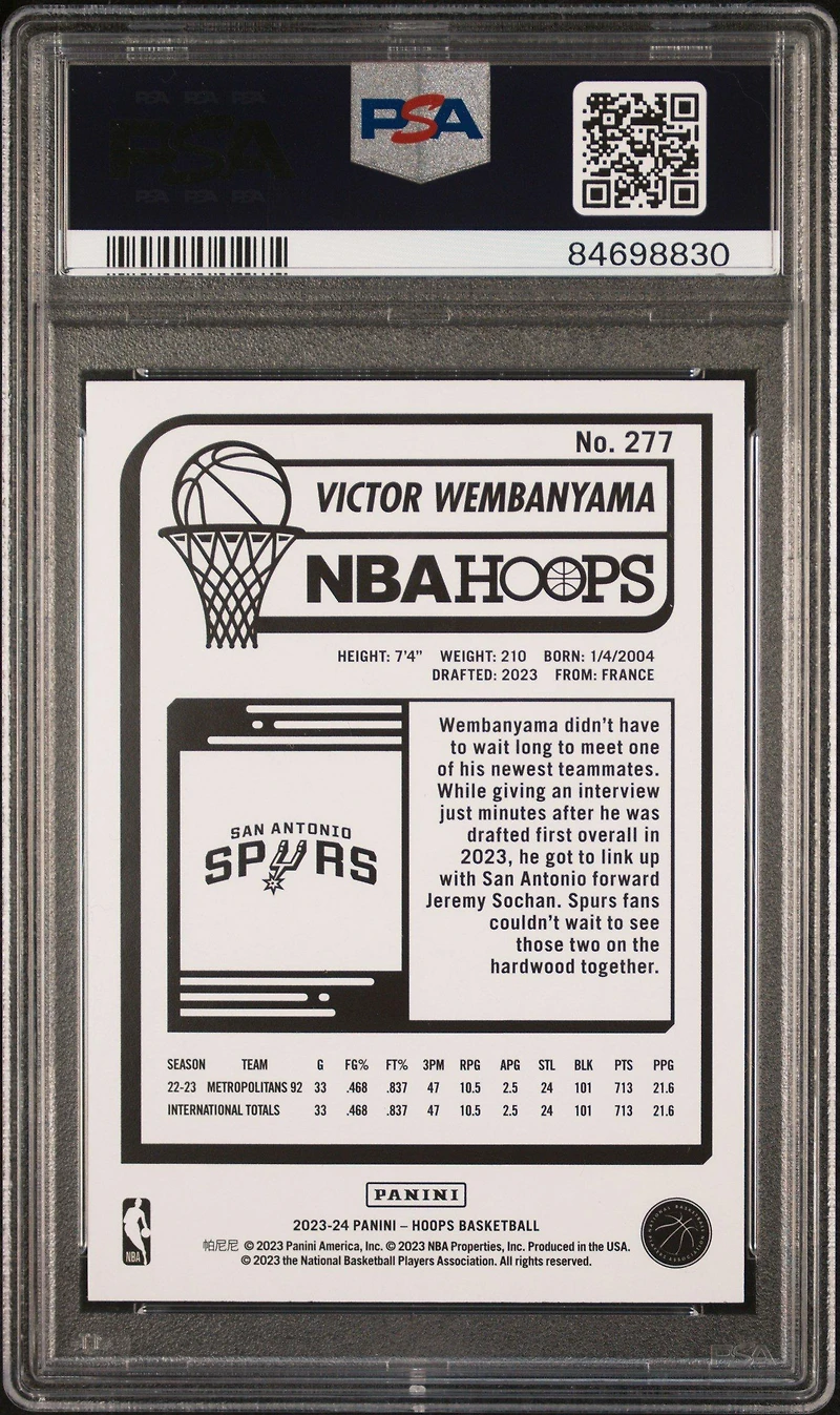 2023 Panini Nba Hoops Victor Wembanyama PSA