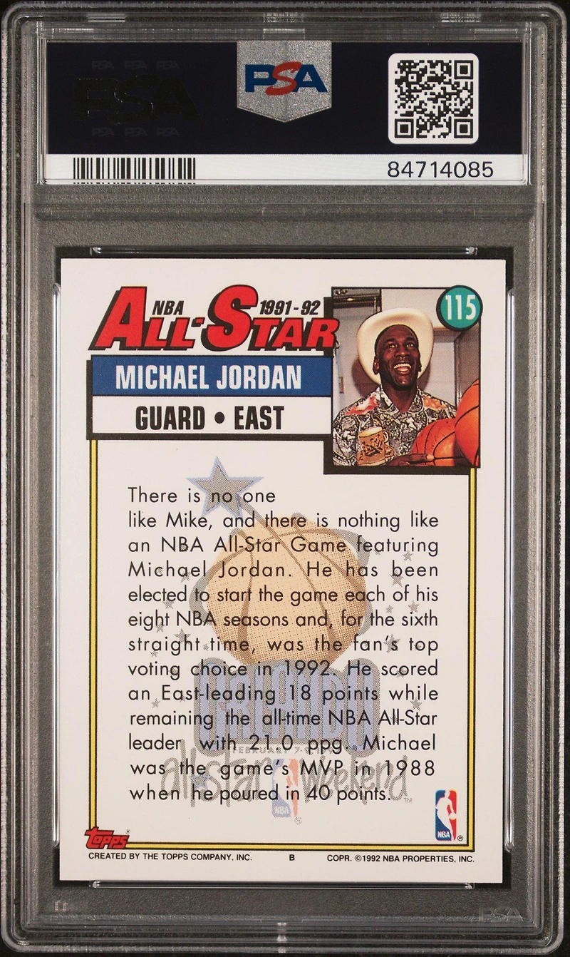 1992 Topps 115 Michael Jordan PSA