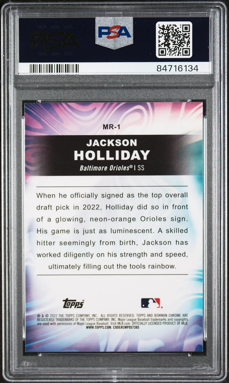 2022 Bowman Draft Mood Ring Mr1 Jackson Holliday PSA 10