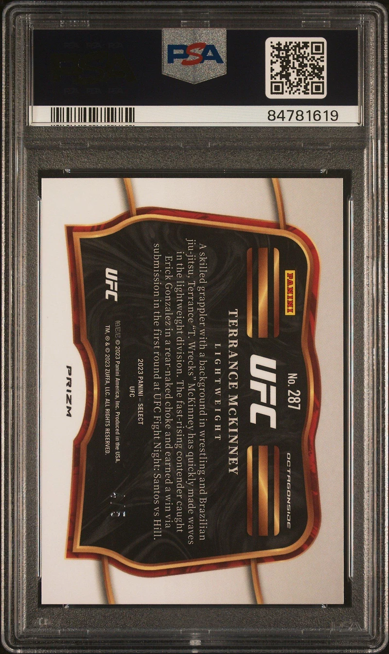 2023 Panini Select Ufc 287 Terrance Mckinney Green PSA 10