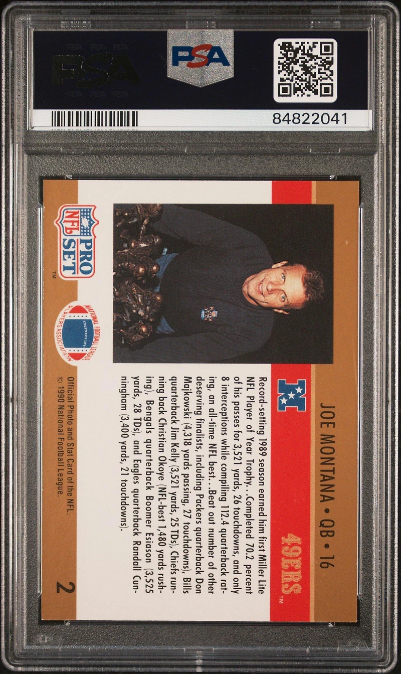1990 Pro Set 2 Joe Montana PSA 8