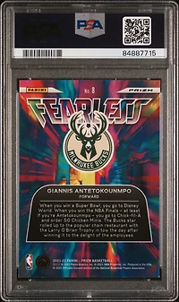 2021 Panini Prizm Fearless 8 Giannis Antetokounmpo Silver Prizm PSA 10