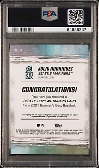 2021 Bowman's Best Best Of 2021 Autographs B21jr Julio Rodriguez Refractor PSA 10