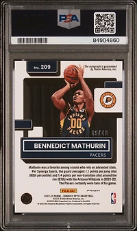 2022 Panini Donruss Optic 209 Bennedict Mathurin Signature-blue PSA 9