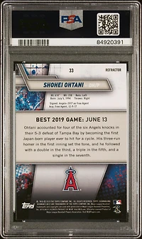 2019 Bowman's Best 33 Shohei Ohtani Refractor PSA 10