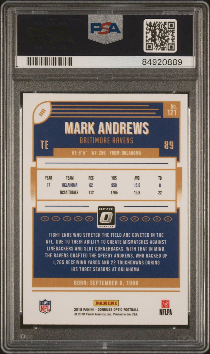 2018 Panini Donruss Optic 121 Mark Andrews PSA 10