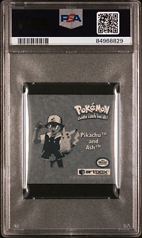 1999 Pokemon Stickers Series 1 Bonus Prism Stickers Pr11 Pikachu & Ash PSA 8