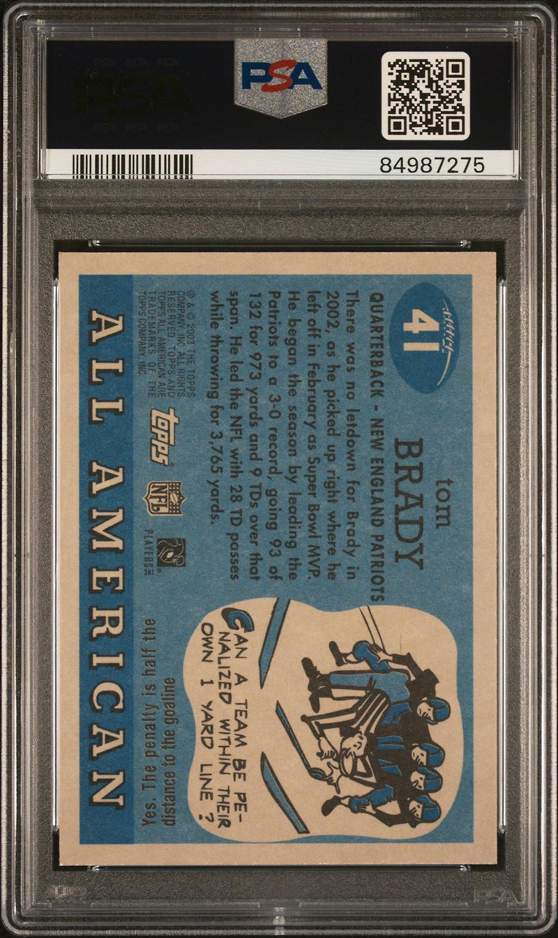 2003 Topps All-american 41 Tom Brady PSA 9