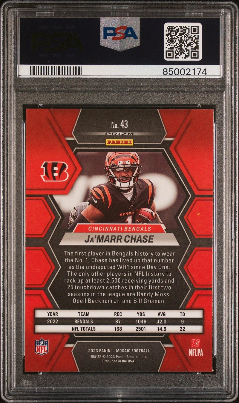 2023 Panini Mosaic 43 Ja'marr Chase Genesis PSA 8