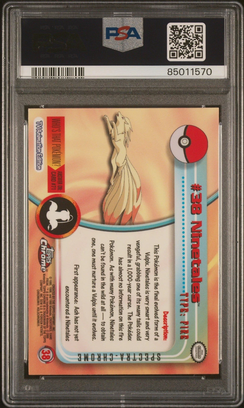 2000 Topps Chrome Pokemon T.v. 38 Ninetales Spectra PSA 10