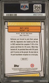 2023 Bowman University Chrome Saturday Superstars Ss9 Bo Nix PSA 10