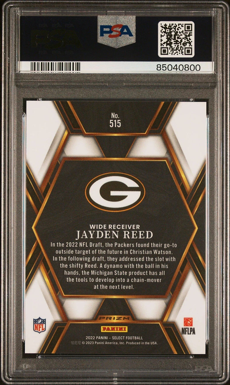 2022 Panini Select 515 Jayden Reed PSA 10