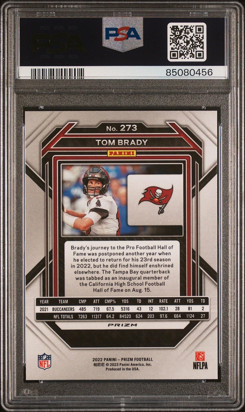 2022 Panini Prizm 273 Tom Brady Red Sparkle PSA 10