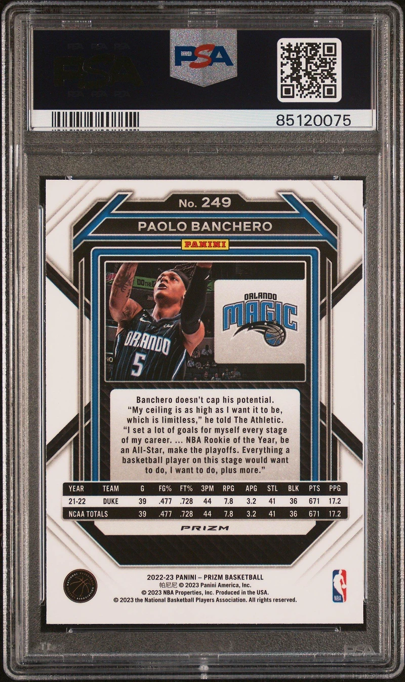 2022 Panini Prizm 249 Paolo Banchero Wave PSA